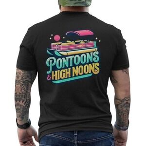 Pontoons High Noons Summer Boat Meme Graphic Unisex T-Shirt